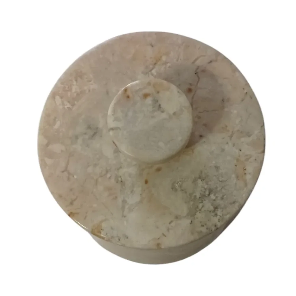 Vintage Travertine Marble Canister Bathroom HEAVY Beige Natural Stone Farmhouse.